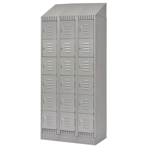 Lockers, 6 -tier, Bank of 3, 36" x 18" x 86", Steel, Grey, Knocked Down Superchem Industries