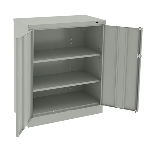 Armoire &agrave; hauteur de comptoir, Acier, 2 Tablettes, 42" h x 36" la x 18" P, Gris p&acirc;le Superchem Industries