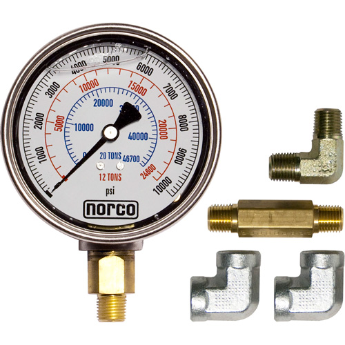 Manom&egrave;tre hydraulique avec raccords,  4", Fixation inf&eacute;rieure, Analogique Superchem Industries