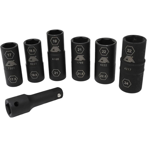 Half Metric Flip Socket Set, 7 Pcs, Impact, 1/2" Drive Size, Deep Superchem Industries