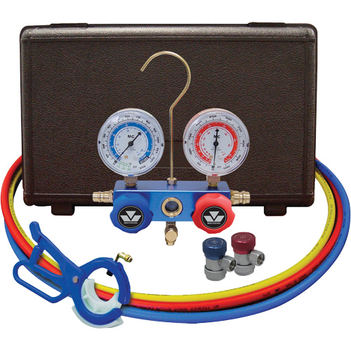 Jeu de manom&egrave;tres collecteurs pour automobile avec coupleurs manuels et robinet perce-canette lat&eacute;rale 3-in-1 Superchem Industries
