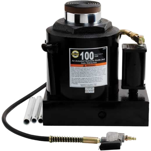 Air Actuated Bottle Jack, 100 Ton(s), Air Hydraulic/Manual Hydraulic, 17-22/25" Raised Height Superchem Industries