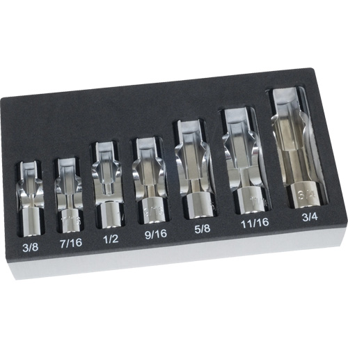 Jeu de douilles pour &eacute;crous &eacute;vas&eacute;s SAE avec plateau en mousse, 7 Morceaux, Prise de 3/8" Superchem Industries