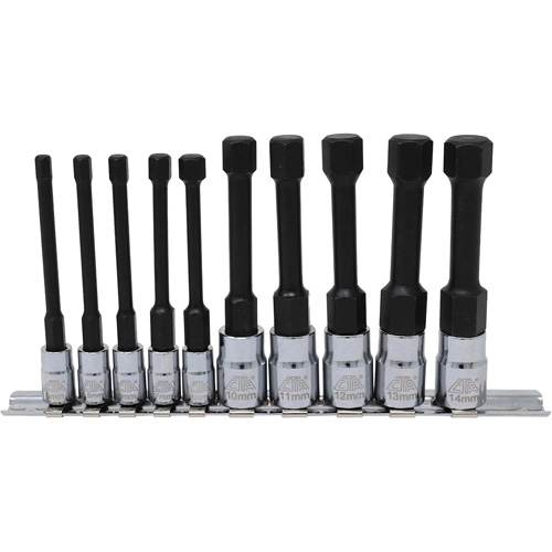 Metric Hex Socket Bit Set with Reduced Shank, 10 Pieces, 1/4"/3/8" Drive Size Superchem Industries