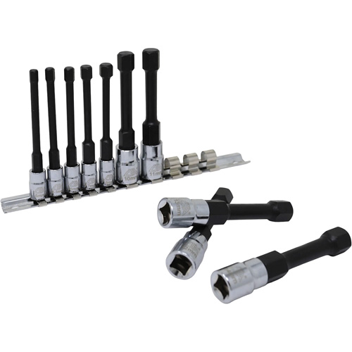 Metric Hex Socket Bit Set with Reduced Shank, 10 Pieces, 1/4"/3/8" Drive Size Superchem Industries
