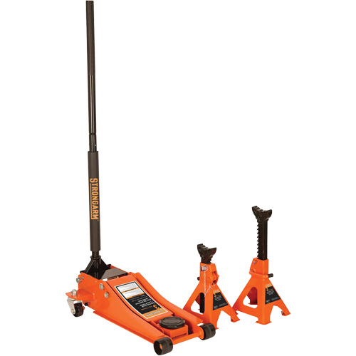 Cric de service &agrave; profil bas avec chandelles de s&eacute;curit&eacute;, 3 tonne(s) Capacit&eacute;, 2-19/20" Abaiss&eacute;e, 19-9/10" &eacute;lev&eacute;e, Hydraulique &agrave; main Superchem Industries