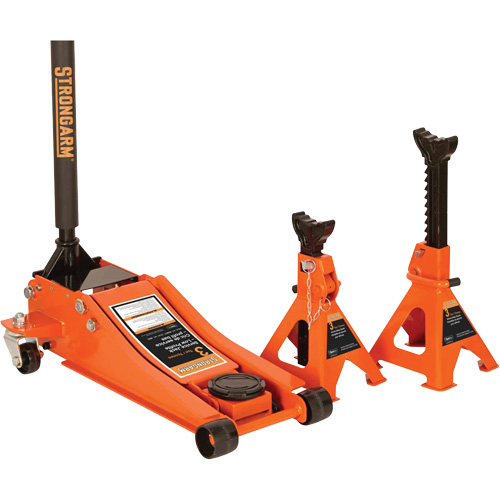 Cric de service &agrave; profil bas avec chandelles de s&eacute;curit&eacute;, 3 tonne(s) Capacit&eacute;, 2-19/20" Abaiss&eacute;e, 19-9/10" &eacute;lev&eacute;e, Hydraulique &agrave; main Superchem Industries