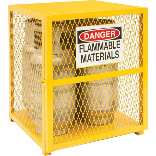 Gas Cylinder Storage Cabinet, 4 Cylinder Capacity, 30" W x 30" D x 35" H, Yellow Superchem Industries