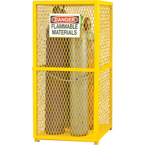 Gas Cylinder Storage Cabinet, 9 Cylinder Capacity, 30" W x 30" D x 71-3/4" H, Yellow Superchem Industries