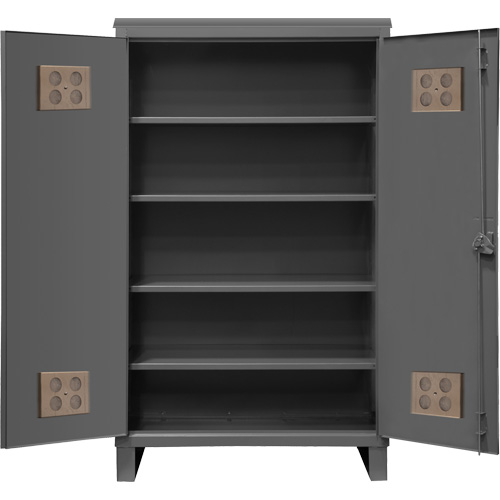 Heavy-Duty Outdoor Cabinet, Steel, 4 Shelves, 78" H x 60" W x 24" D, Grey Superchem Industries