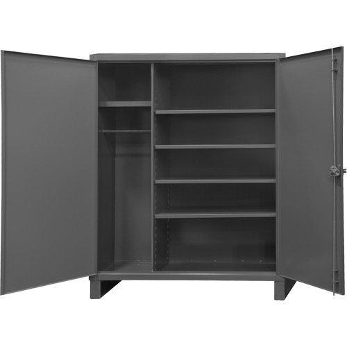 Extra Heavy-Duty Wardrobe Cabinet, Steel, 60" W x 24" D x 78" H, Grey Superchem Industries