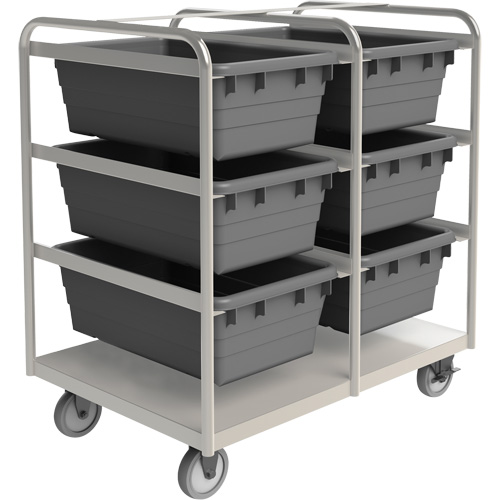 Mobile Tub Rack, Double-sided, 6 bins, 26" W x 36" D x 42" H Superchem Industries