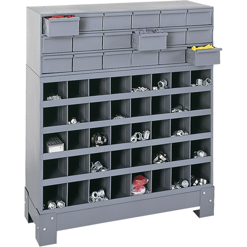Modular Small Parts Storage Unit, Steel, 18 Drawers, 33-3/4" x 12-1/4" x 40-1/2", Grey Superchem Industries