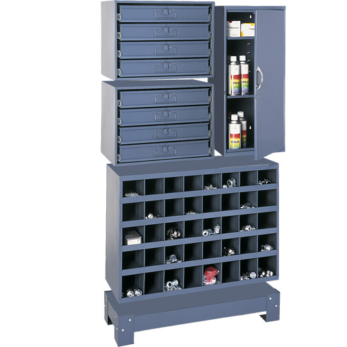 Modular Small Parts Storage Unit, Steel, 8 Drawers, 33-3/4" x 12-1/4" x 59-5/8", Grey Superchem Industries