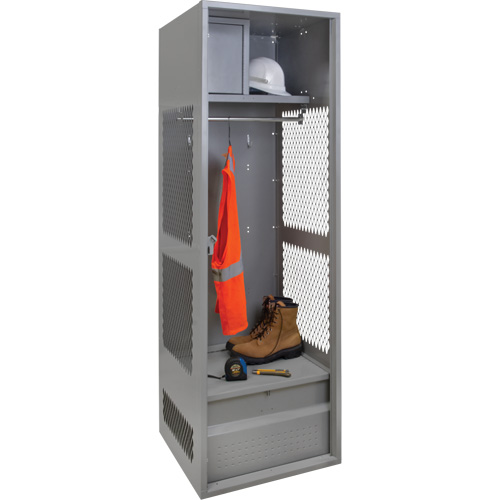 Gear Locker, Steel, 24" W x 24" D x 72" H, Grey Superchem Industries