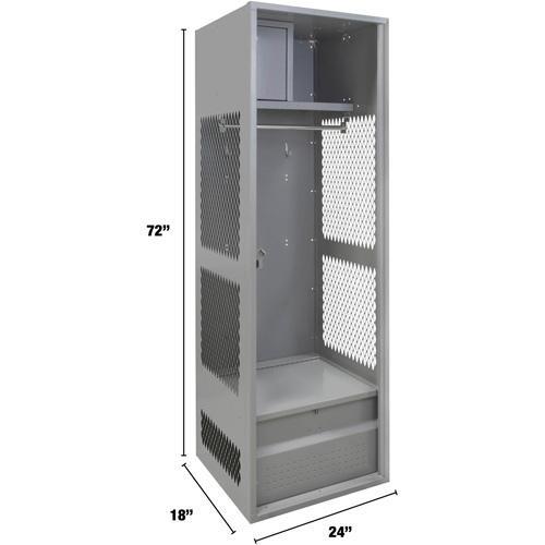 Gear Locker, Steel, 24" W x 18" D x 72" H, Grey Superchem Industries