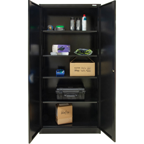 Armoire de rangement Hi-Boy, Acier, 4 Tablettes, 72" h x 36" la x 18" P, Noir Superchem Industries