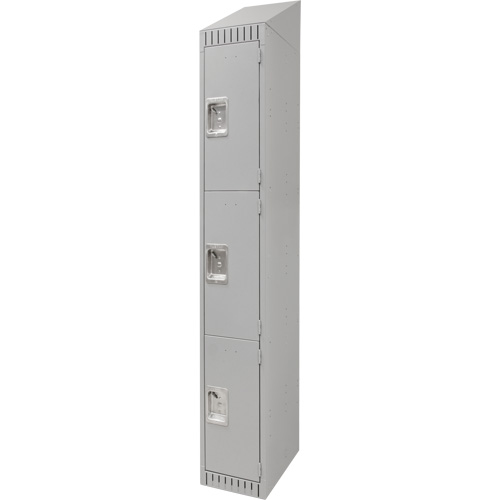 Lockers, 3 -tier, 12" x 18" x 82", Steel, Grey, Knocked Down Superchem Industries