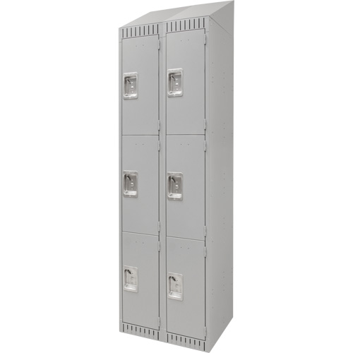 Lockers, 3 -tier, Bank of 2, 24" x 18" x 82", Steel, Grey, Knocked Down Superchem Industries
