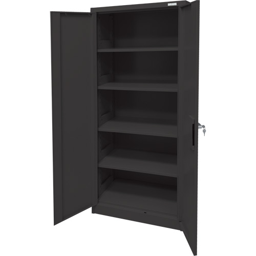 Storage Cabinet, Steel, 4 Shelves, 66" H x 30" W x 15" D, Black Superchem Industries