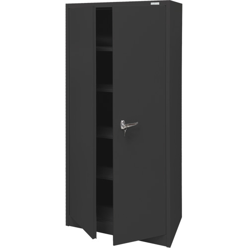 Storage Cabinet, Steel, 4 Shelves, 66" H x 30" W x 15" D, Black Superchem Industries