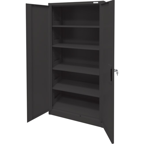 Armoire d'entreposage, Acier, 4 Tablettes, 78" h x 36" la x 24" P, Noir Superchem Industries