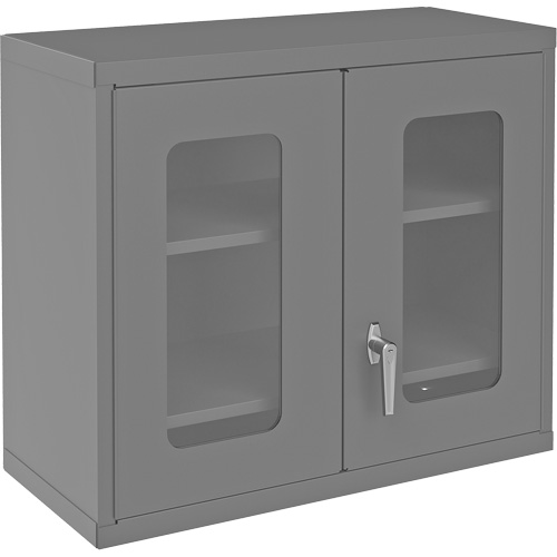 Wall-Mountable Storage Cabinet with Clearview Doors, 26-15/16" H x 29-7/8" W x 13-11/16" D, 2 Shelves, Steel, Grey Superchem Industries