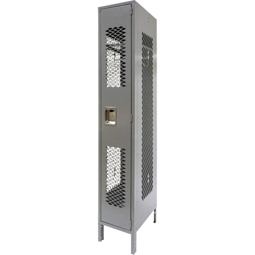 Casiers ventil&eacute;s, 12" x 18" x 78", Acier, Gris, D&eacute;mont&eacute;, Perfor&eacute; Superchem Industries