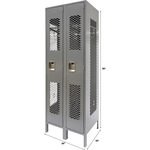 Casiers ventil&eacute;s, Bloc de 2, 24" x 18" x 78", Acier, Gris, D&eacute;mont&eacute;, Perfor&eacute; Superchem Industries