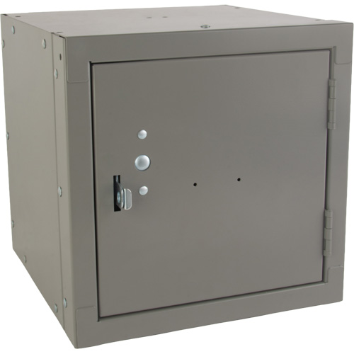 Stackable Cube Locker, 12" x 12" x 12", Steel, Grey, Knocked Down Superchem Industries