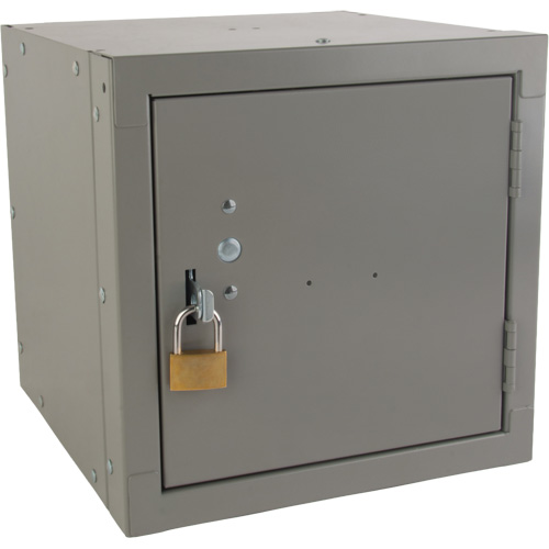 Stackable Cube Locker, 12" x 12" x 12", Steel, Grey, Knocked Down Superchem Industries