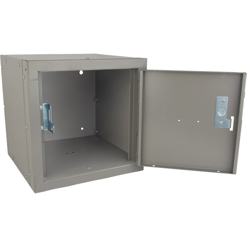 Stackable Cube Locker, 12" x 12" x 12", Steel, Grey, Knocked Down Superchem Industries