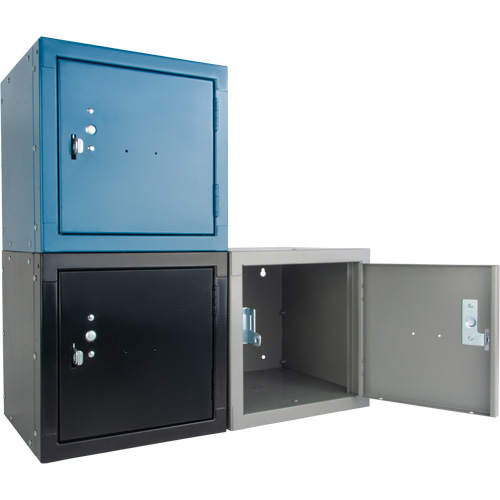 Stackable Cube Locker, 12" x 12" x 12", Steel, Grey, Knocked Down Superchem Industries