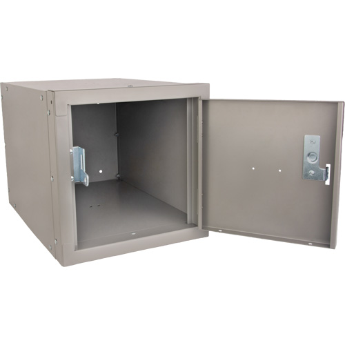 Stackable Cube Locker, 12" x 18" x 12", Steel, Grey, Knocked Down Superchem Industries
