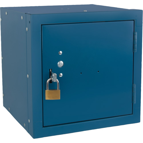 Stackable Cube Locker, 12" x 12" x 12", Steel, Blue, Knocked Down Superchem Industries