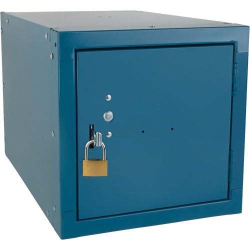 Stackable Cube Locker, 12" x 18" x 12", Steel, Blue, Knocked Down Superchem Industries