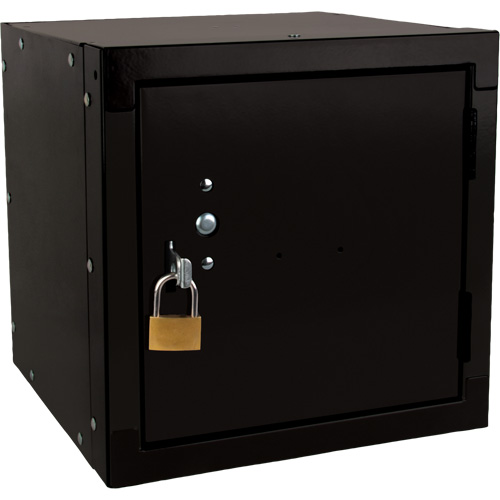 Stackable Cube Locker, 12" x 12" x 12", Steel, Black, Knocked Down Superchem Industries