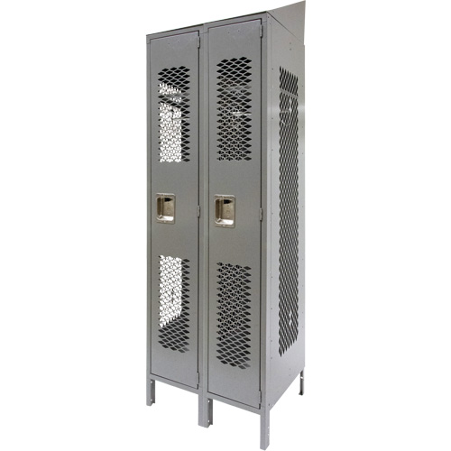 Casiers ventil&eacute;s, Bloc de 2, 24" x 18" x 88", Acier, Gris, D&eacute;mont&eacute;, Perfor&eacute; Superchem Industries