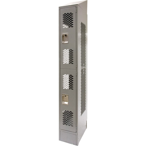 Casiers ventil&eacute;s, 2 niveaux, 12" x 18" x 88", Acier, Gris, D&eacute;mont&eacute;, Perfor&eacute; Superchem Industries