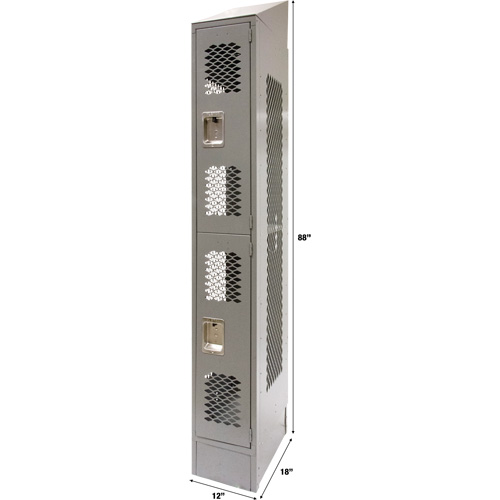 Casiers ventil&eacute;s, 2 niveaux, 12" x 18" x 88", Acier, Gris, D&eacute;mont&eacute;, Perfor&eacute; Superchem Industries