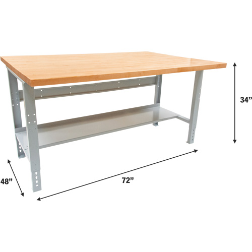 Industrial Modular Workbench, 1000 lbs. Cap., 72" W x 48" D Superchem Industries