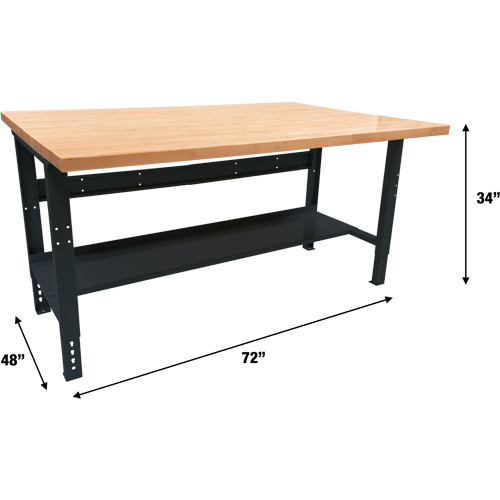 Industrial Modular Workbench, 1000 lbs. Cap., 72" W x 48" D Superchem Industries
