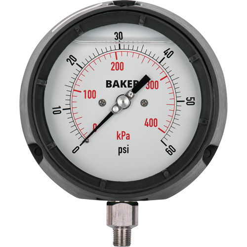 Pressure Gauge, 4-1/2" , 30" 0 Hg Vac., Bottom Mount, Liquid Filled Analogue Superchem Industries