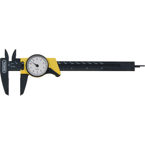 Metric Dial Caliper, 0.001 mm Resolution, 150 mm Range Superchem Industries