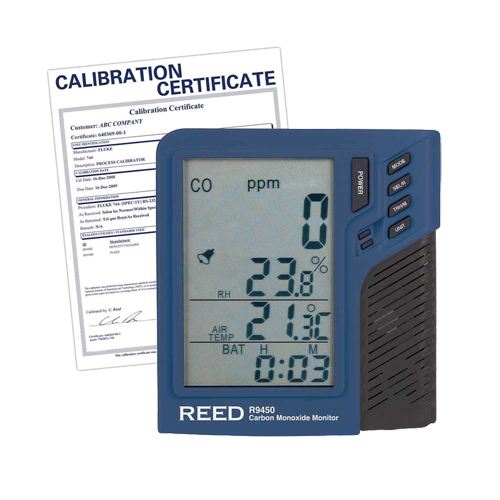 Compteur de monoxyde de carbone avec temp&eacute;rature et humidit&eacute; avec certificat de calibration Superchem Industries