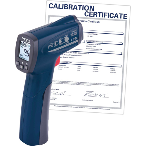 Infrared Thermometer with ISO Certificate, -25.6°- 752° F ( -32° - 400° C ), 12:1, Adjustable Emmissivity Superchem Industries