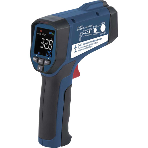 Thermom&egrave;tre &agrave; infrarouge avec certificat de calibration, -26°- 2282° F (-32° - 1250° C), 50:1, &eacute;missivit&eacute; Ajustable Superchem Industries