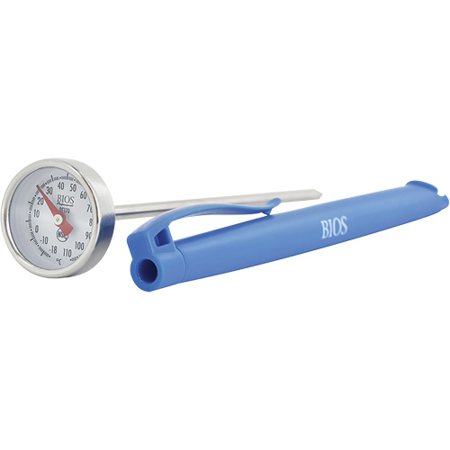 1" Dial Thermometer Celsius Only with Calibration Sleeve, Contact, Analogue, 0.4-230°F (-18-110°C) Superchem Industries