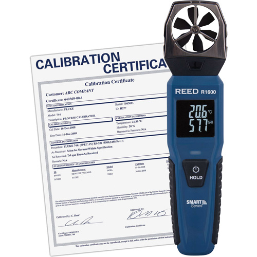 An&eacute;mom&egrave;tre &agrave; h&eacute;lices Bluetooth Smart avec certificat ISO, Enregistrement des donn&eacute;es, Gamme de v&eacute;locit&eacute; d'air de 0,6 - 25 m/sec/118 - 4921 pi/min/2,1 - 90 km/h/1,3 - 55,9 mi/h Superchem Industries