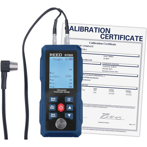 Jauge d'&eacute;paisseur avec certificat d'&eacute;talonnage, Affichage Num&eacute;rique, Ultrason, gamme de 0,04" - 11,8" (1 mm - 300 mm) Superchem Industries
